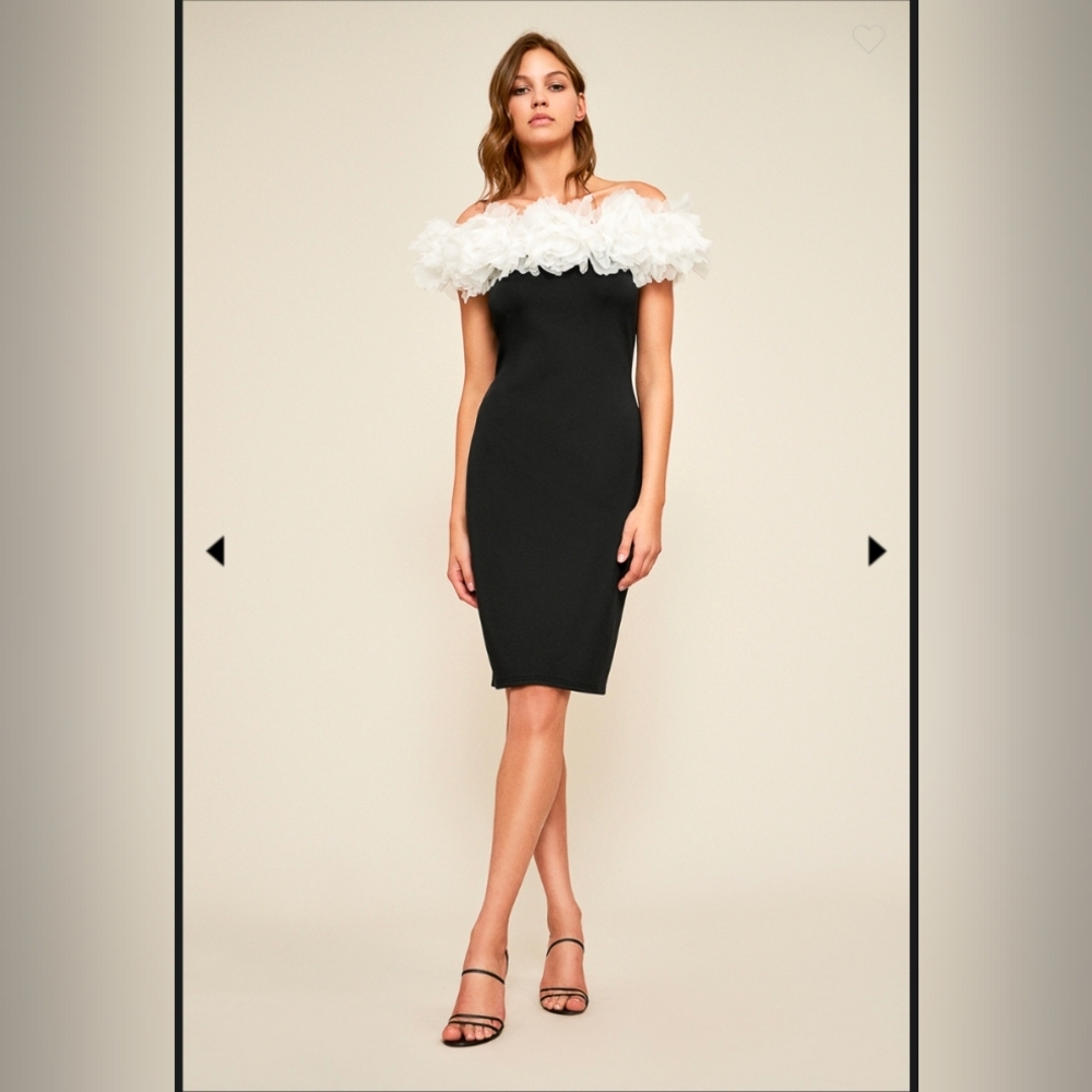 💘 Tadashi Shoji Karelo Ruffled Crepe Dress - Picture 1 of 8